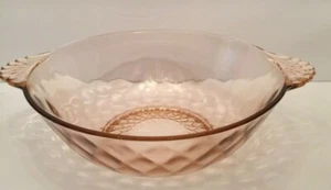 Vintage Anchor Hocking Ahc50 Pink Depression Glass Large Fruit Bowl Handles - Picture 1 of 9