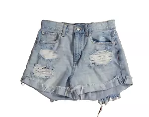 Aeropostale Mom Shorts Blue Denim Distressed Pockets Size 6 - Picture 1 of 2