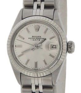 Reloj para damas Rolex acero inoxidable fecha 6917 esfera plateada - Imagen 1 de 7