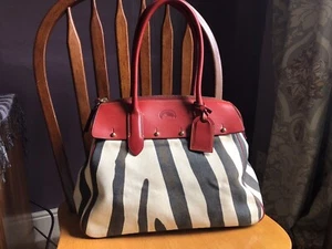 Dooney & Bourke Large Leather & Canvas Zebra Satchel Shoulder Bag WOW! - Picture 1 of 12