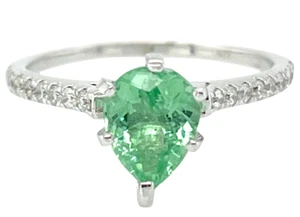 SELTENER Paraiba Turmalin, Diamant & 14K Weißgold Verlobungsring - Größe 6,25 - Bild 1 von 10
