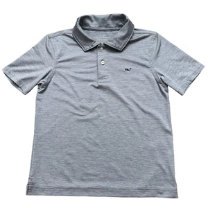 Vineyard Vines Polo Shirt Boys 6 Short Sleeve Performance Stretch Gray Striped - Picture 1 of 4