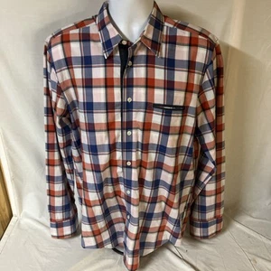 Camisa Hugo Boss Naranja Para Hombre Manga Larga Botón Frontal Multicolor A Cuadros Grande FS! - Imagen 1 de 9