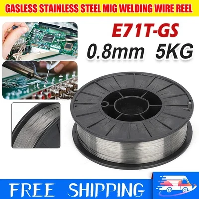 5KG Gasless Mild Steel Mig Welding Wire Reel Spool Roll Flux Cored No Gas 0.8mm
