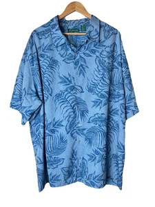 Cubavera Shirt Mens 4X Blue Hawaiian Tropical Floral Texture Button Up - Picture 1 of 4