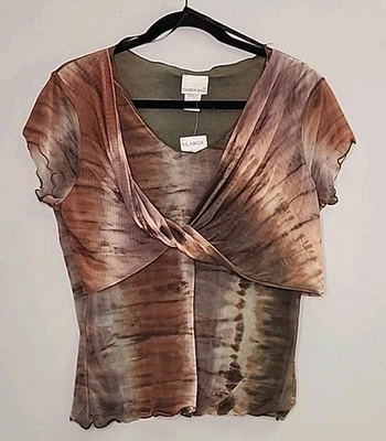 Blusa Vintage Fashion Bug Y2K Whimsical Malha Neutra Tie Die Tamanho XL - Imagem 1 de 4