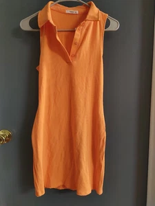 Timing Women's Large Sleeveless Shirt Dress Orange Collared Midi V-Neck - Picture 1 of 8