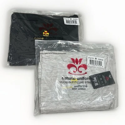 2 Natural Uniforms Women's Under Scrub Tee V-Neck Long Sleeve T-Shirt Tops 7170 - Image 1 of 3