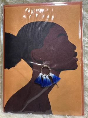 Papyrus Birthday Card Black African American Woman Metal Earring Tassels Fierce - Image 1 of 3