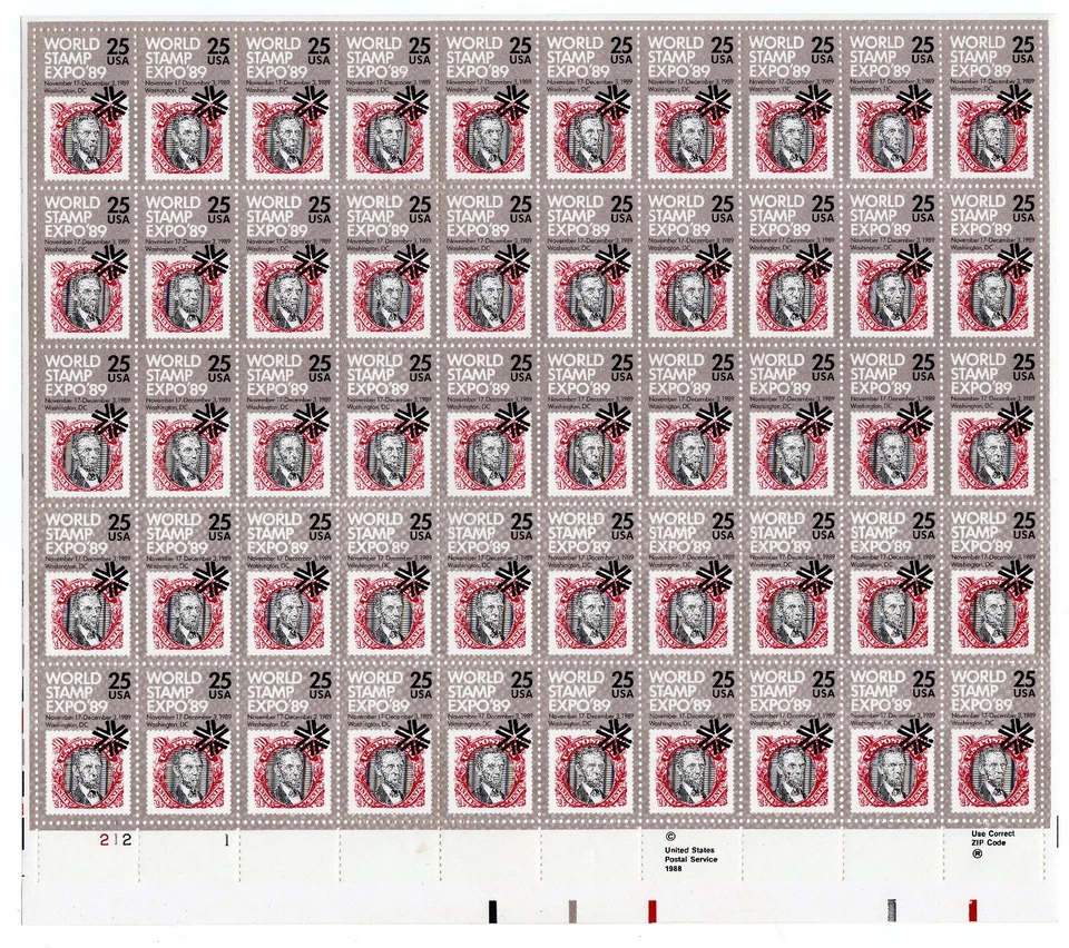 Scott #2410 World Stamp Expo Sheet of 50 Stamps - MNH P#212-1 LL - Image 1 of 1