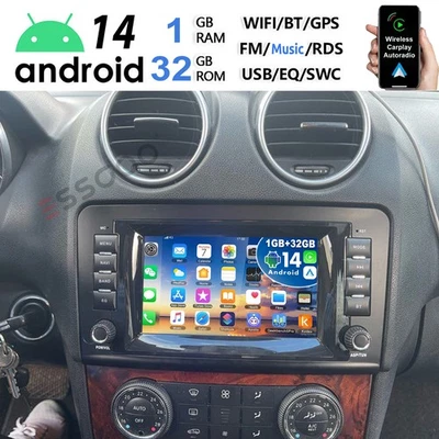Für Mercedes-Benz M-Klasse W164 Carplay Android 14 Autoradio GPS NAVI DAB+ 1+32G - Bild 1 von 4