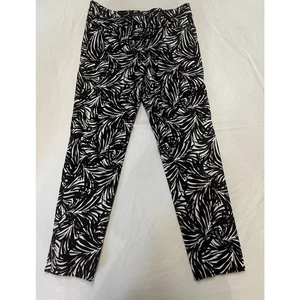 Limited Damen Black & White Palm Tree Pants Hose Tropical Resort 4 Petite - Bild 1 von 3