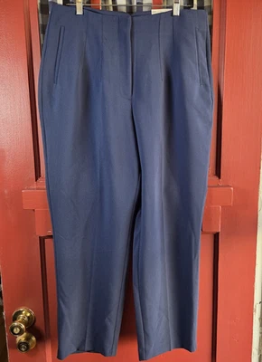 Pantalones para mujer Nine West azules de pierna cónica tiro alto ajustados con cremallera frontal talla 14 nuevos con etiquetas Foto 1 de 4