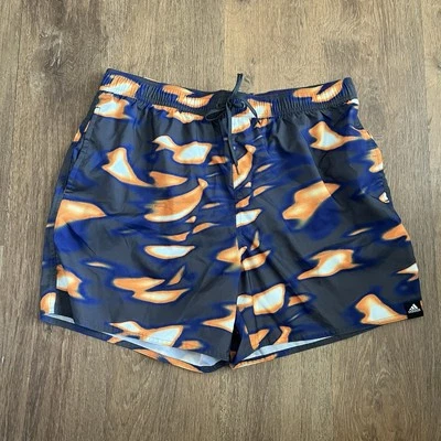 Bañador Adidas Para Hombre XL Forrado Gris Azul Naranja Logo Gráfico Foto 1 de 4