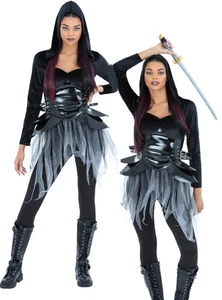 Dunkler Krieger Kostüm Damen Mittelalter Halloween Verkleidung Outfit UK 8-18 - Bild 1 von 5