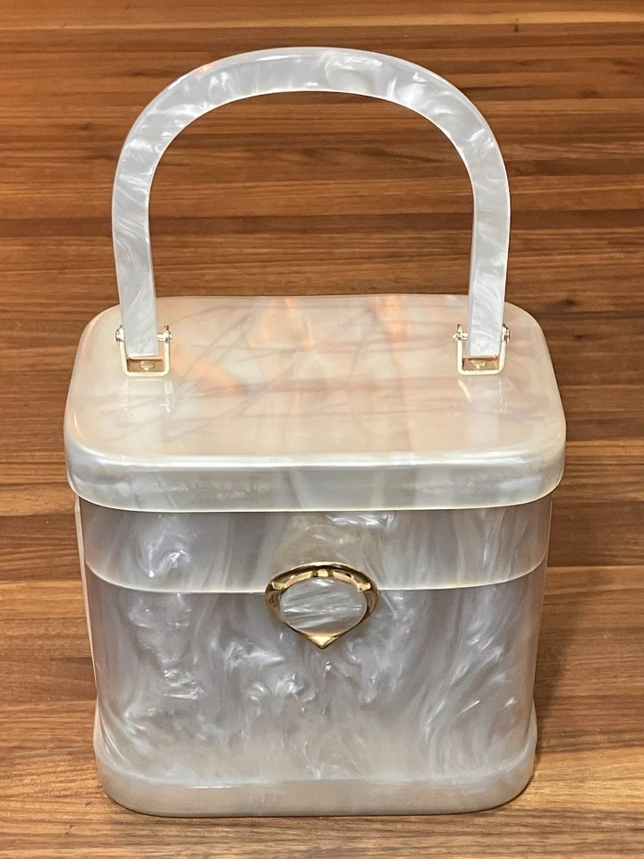 Stylecraft Miami винтажный кремовый перламутр верхняя ручка коробка сумка - Изображение 1 из 4