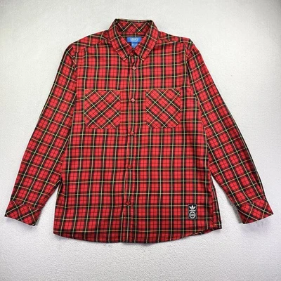 Adidas Originals Flannel Shirt Mens Medium Red Plaid Check Skater Lumberjack - Image 1 of 4