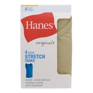 Hanes@ Originals Boys' Undershirts Tanks, 4-Pack "Cotton & STRETCH" NEW!! - Picture 1 of 9