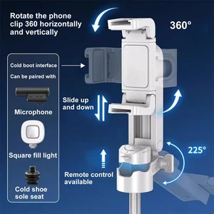 Mini Selfie Stick Travel-friendly 360 Degree Rotation Bluetooth with Remote - Photo 1 sur 12