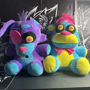 Blacklight Neon Five Nights At Freddy Faz Bear & Foxy Plush Toy 28” Plush Bundle - Picture 1 of 13