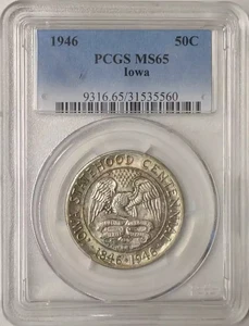 1946 P Iowa Commemorative Half Dollar PCGS MS-65 - Picture 1 of 2