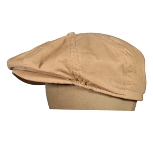 Goorin Bros Tan Corduroy Newsboy Cap Flat 8 Panel Gatsby Hat Size L - Picture 1 of 8