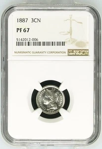 1887 Three Cent Nickel NGC PF-67 CAC - Picture 1 of 2