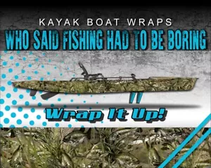 Bass Fish Camo 14ft KAYAK VINYL WRAP KIT GRAPHIC DECAL/STICKER - Picture 1 of 1