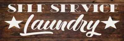 Self Service Laundry with Stars Rustic Looking Wood Sign Wall B3-06180028017 - Image 1 of 2