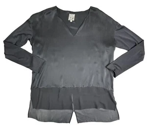 go by GOSILK 100% Silk High Low Tunic Blouse Top Medium Charmeuse & Chiffon EUC - Picture 1 of 8