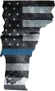 5" VT Vermont Thin Blue Line Tattered American Flag Police Sticker - Bild 1 von 1