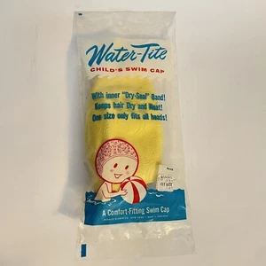 Cuffia da bagno vintage Water-Tite bambino cerchi gialli taglia unica Inghilterra NUOVA - Foto 1 di 4