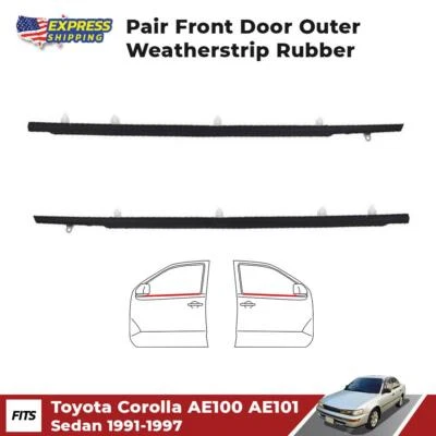 Weatherstrip Door Belt Black Front Outer Fits Toyota Corolla AE100 AE101 1991-97 Foto 1 de 4