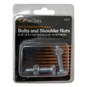 Deka 00324 (2) Zinc Battery Cable Bolts 5/16"-18 x 1-1/4" & Shoulder Nuts 5/16" - Picture 1 of 6