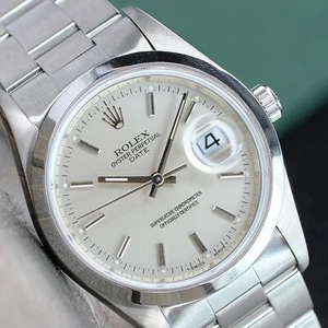 Rolex Oyster Perpetual Date 15200 Unisex Watch 34mm Silver Dial Smooth Oyster - Picture 1 of 9