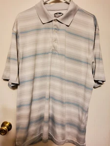 Polo da golf Grand Slam grigio bianco verde acqua a righe manica corta logo poliestere taglia XXL - Foto 1 di 3