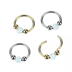 Implant Grade TITANIUM - Hinged Segment Ring Opal Hoop Earring Nose 18g 1mm 8mm - Picture 1 of 6