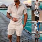 Men's Casual Sport Set Summer Outfit Short Sleeve Shirts and Sweatpants