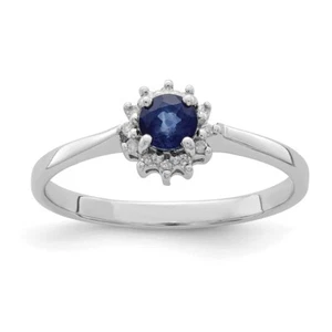 Sterling Silver Rhodium-plated Sapphire & Diamond Ring Size 8 - Picture 1 of 4