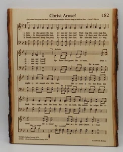 LASER ENGRAVED HYMN "CHRIST AROSE" on LIVE EDGE WOOD PLANK 16" (large) - Picture 1 of 2