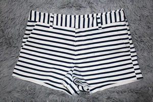 Forever 21 Small Navy Striped Chino Shorts Cotton Stretch Summer Casual - Picture 1 of 7