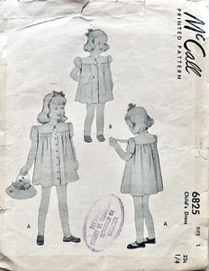 McCALL 6825 1950's Girl’s Dress Sewing Pattern. Size 1 - Chest 20”. - Picture 1 of 2