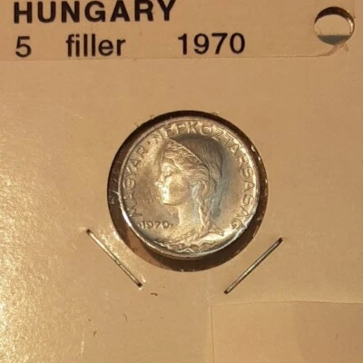 1970 Hungary 5 Filler Aluminum Coin  Young Girl  BU - Image 1 of 2