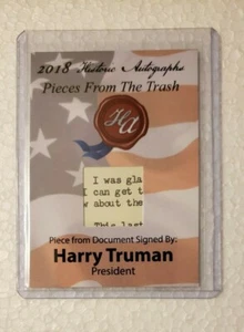2018 Historic Autographs Pieces From the Trash Harry Truman SN 129/157 - Picture 1 of 2