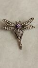 Dragonfly Cubic Zirconia Silver Brooch Sterling Carat 925 Weight 6.40 Grams...