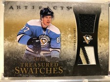 2010/11 UD ARTIFACTS TREASURED SWATCHES SIDNEY CROSBY DUAL JERSEY/PATCH 14/15
