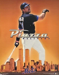 VINTAGE POSTER ~ Mike Piazza Piazza Delivers 1998 Costacos Sports #6391 NY Mets - Picture 1 of 5