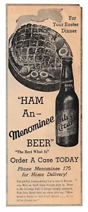 HAM AN - MENOMINEE BEER SILVER CREAM FOR YOUR EASTER DINNER 1942 print ad * - Picture 1 of 1