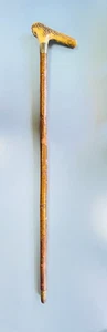 Vintage Antique Antler Stag Sterling Silver Wood Brass Walking Stick Cane 33" - Picture 1 of 20