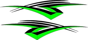 vinyl graphics stripe/ swoosh 2 decal sticker set 11"x48" each, green & black - Picture 1 of 1